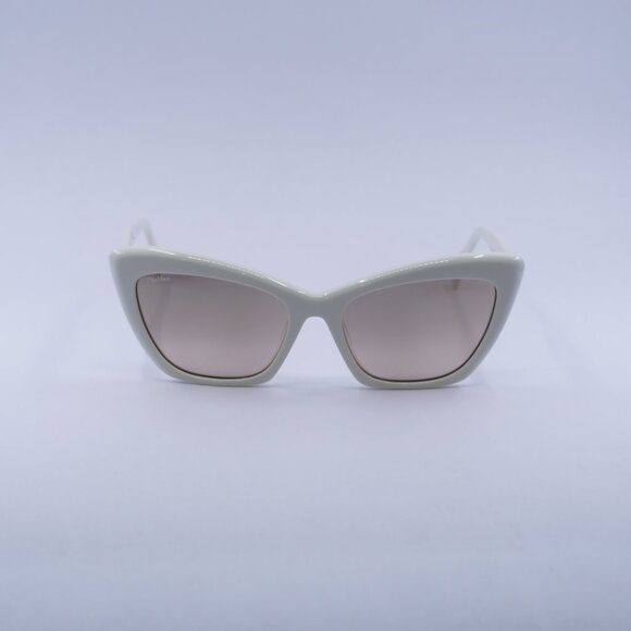 MaxMara LOGO14 MM0063 21G Sunglasses White Cat Eye Frame, Brown Mirror Lenses - Picture 3 of 12
